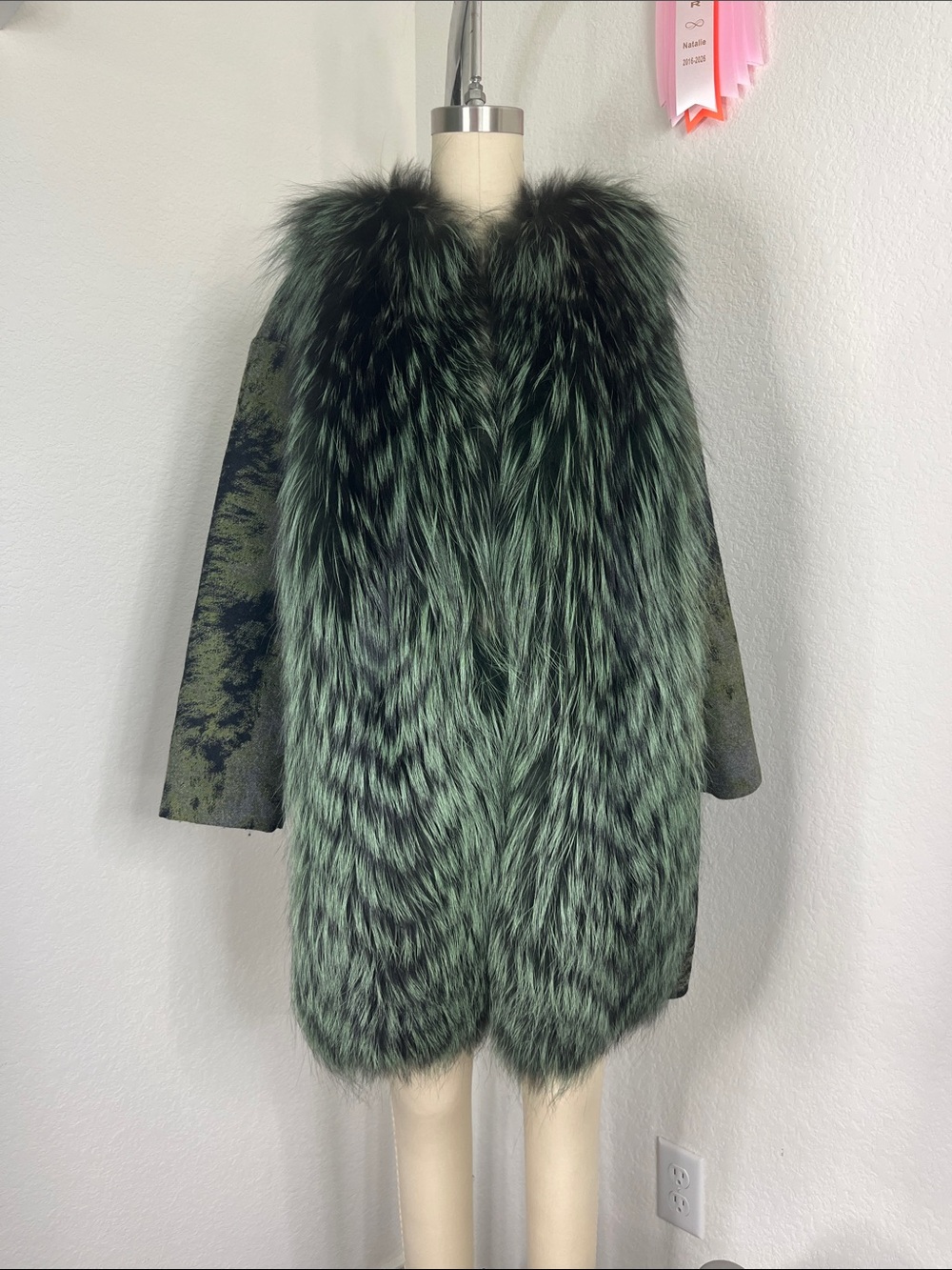 Fendi Wool Illusion Coat Fox Trim Collar in Black Tea RTW 07 Collection